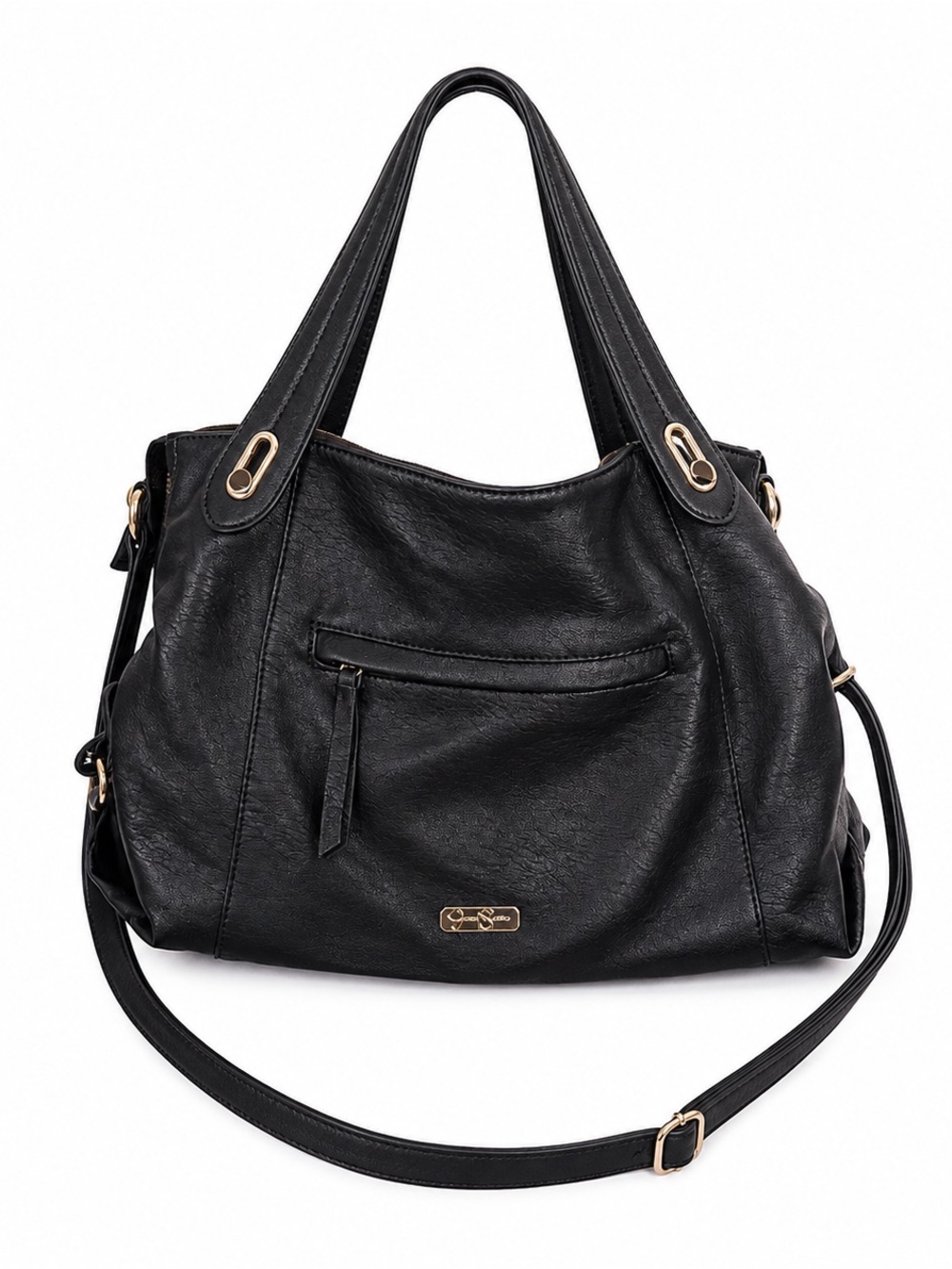 Jessica Simpson Black Shoulder Bag with Gold Hardware